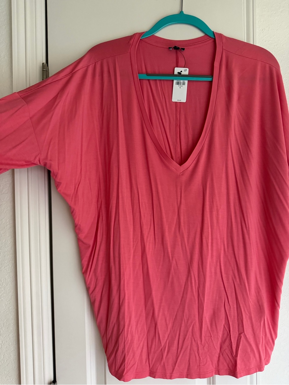 Express V-Neck Tunic Top - Coral
